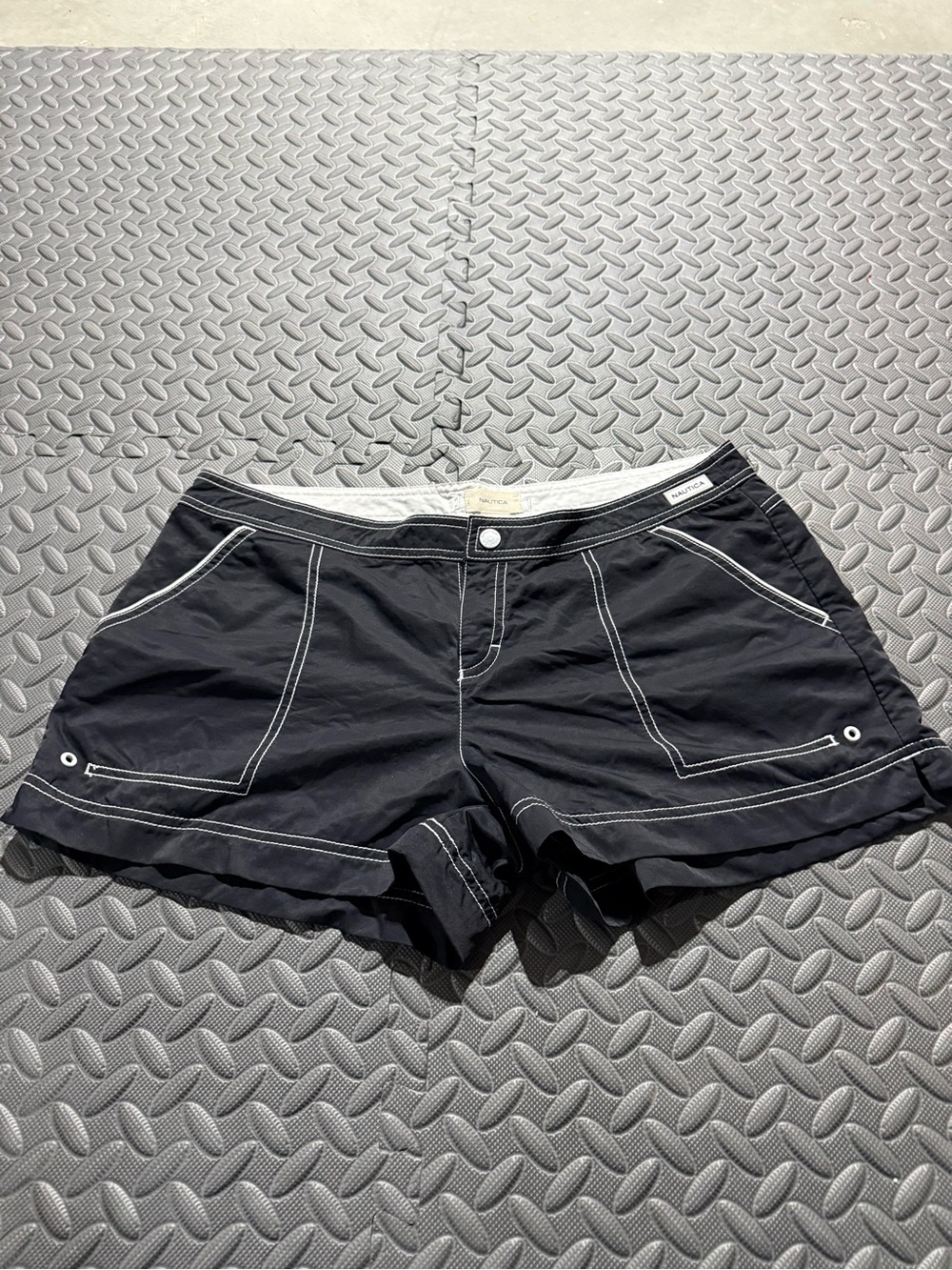 Nautica Black Athletic Shorts with White Contrast Stitching